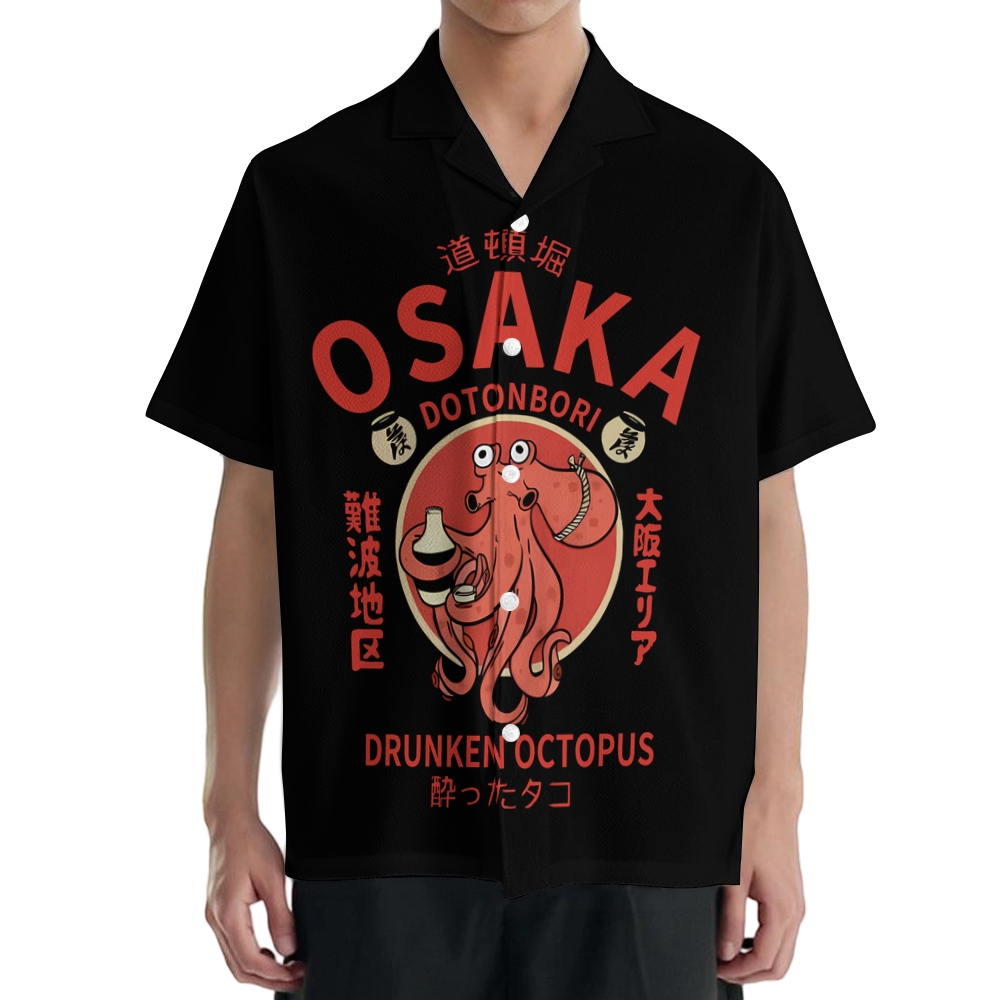 Osaka Dotonbori Drunken Octopus Japanese Style Camp Shirt