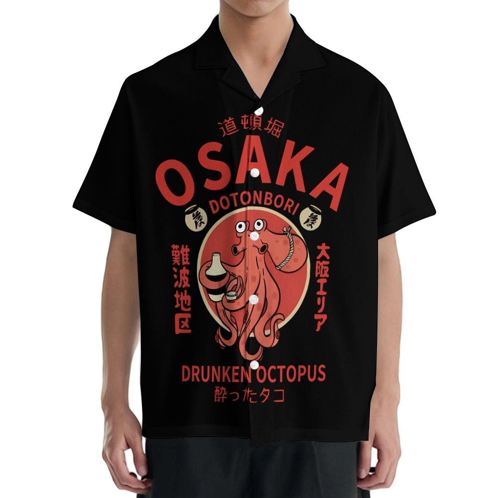 Osaka Dotonbori Drunken Octopus Japanese Style Camp Shirt