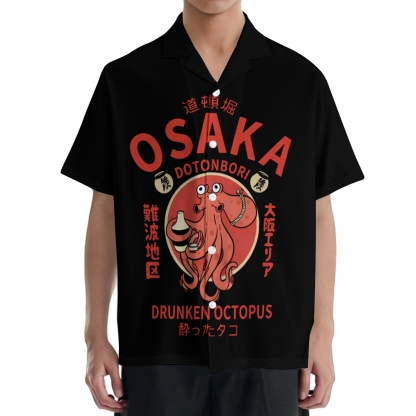 Osaka Dotonbori Drunken Octopus Japanese Style Camp Shirt