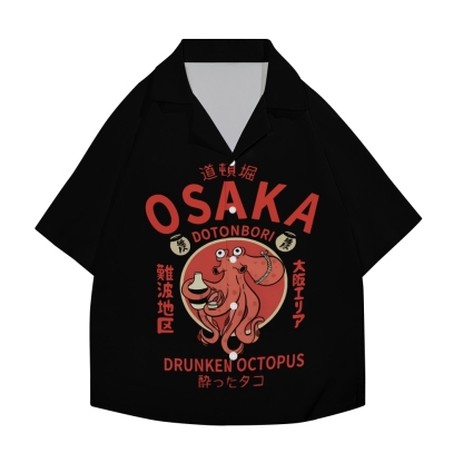 Osaka Dotonbori Drunken Octopus Japanese Style Camp Shirt
