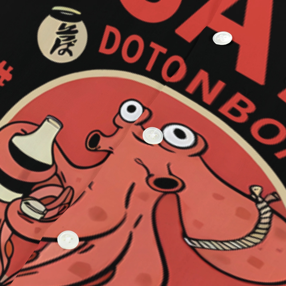 Osaka Dotonbori Drunken Octopus Japanese Style Camp Shirt
