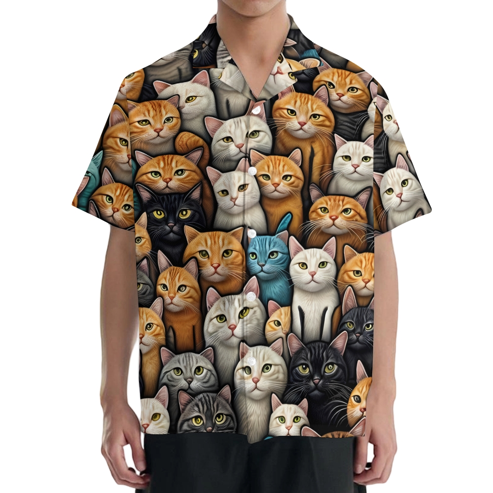 Cat Japanese Style Camp Shirt