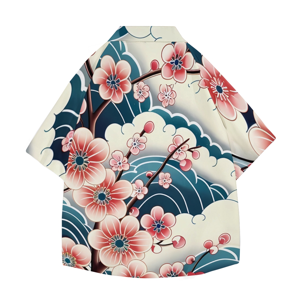Sakura Wave Japanese Style Camp Shirt