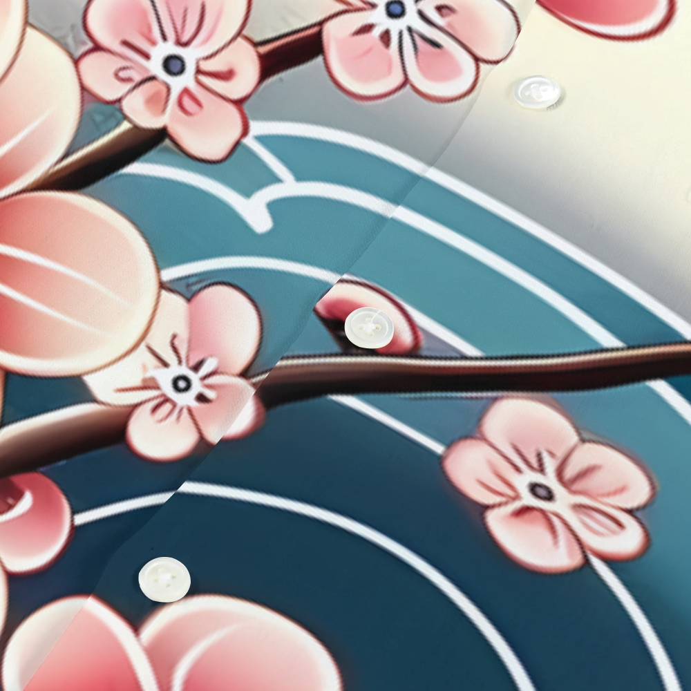 Sakura Wave Japanese Style Camp Shirt