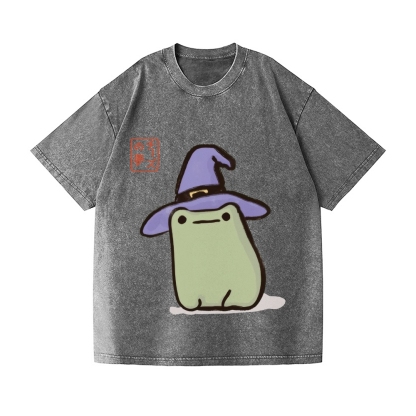 Frog Witch Vintage Wash Japanese Design T-Shirt