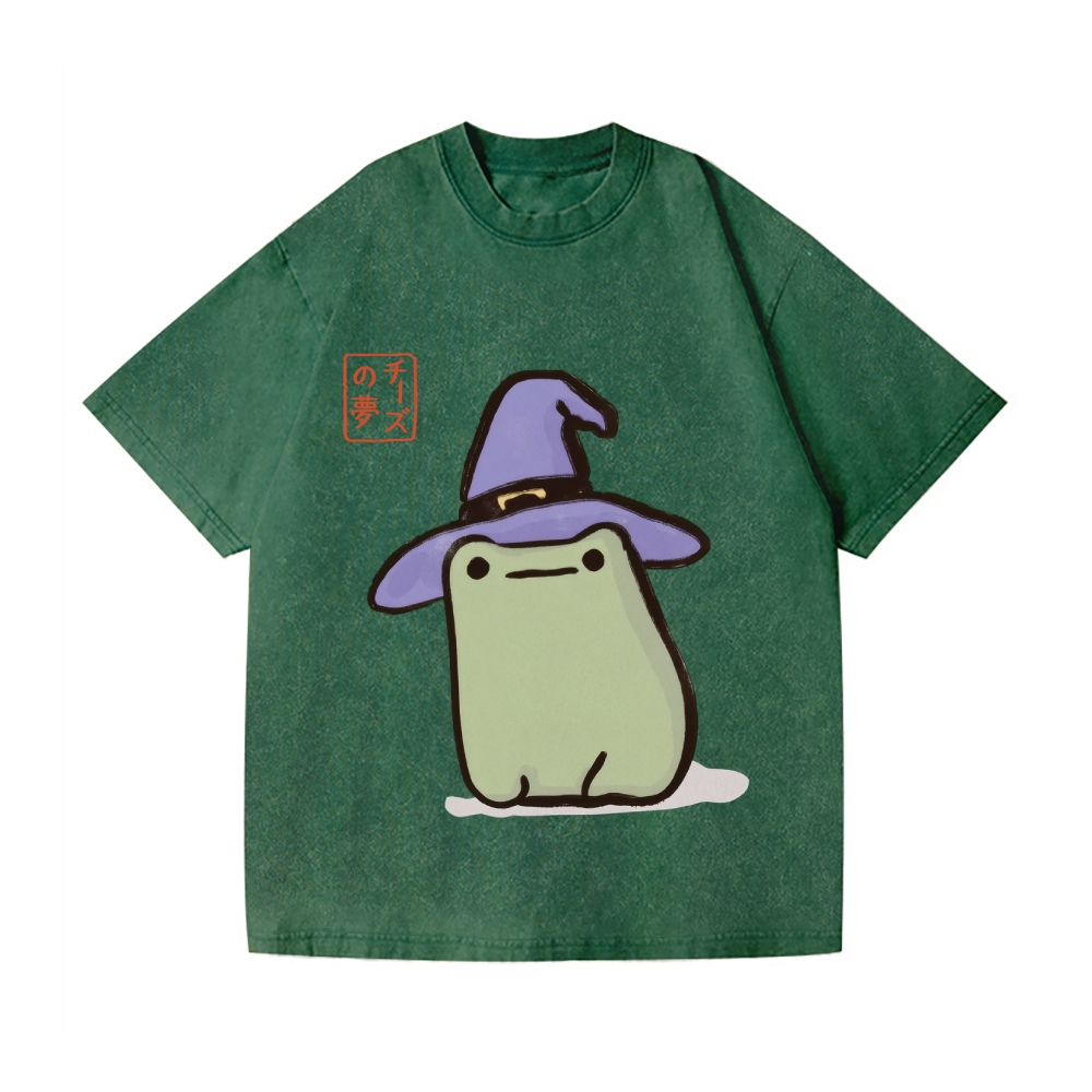 Frog Witch Vintage Wash Japanese Design T-Shirt