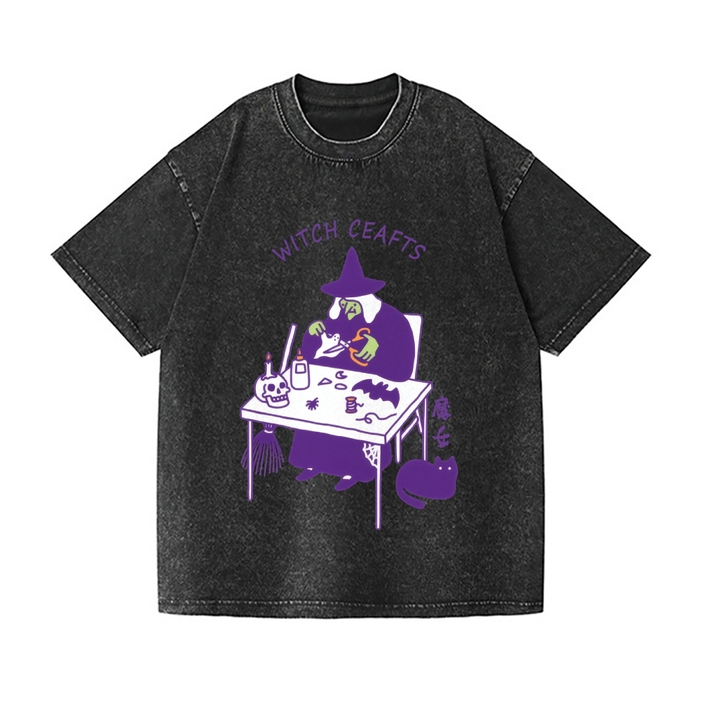Halloween Witch Vintage Wash Japanese Design T-Shirt