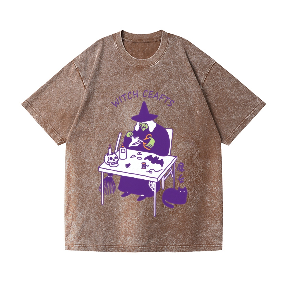 Halloween Witch Vintage Wash Japanese Design T-Shirt