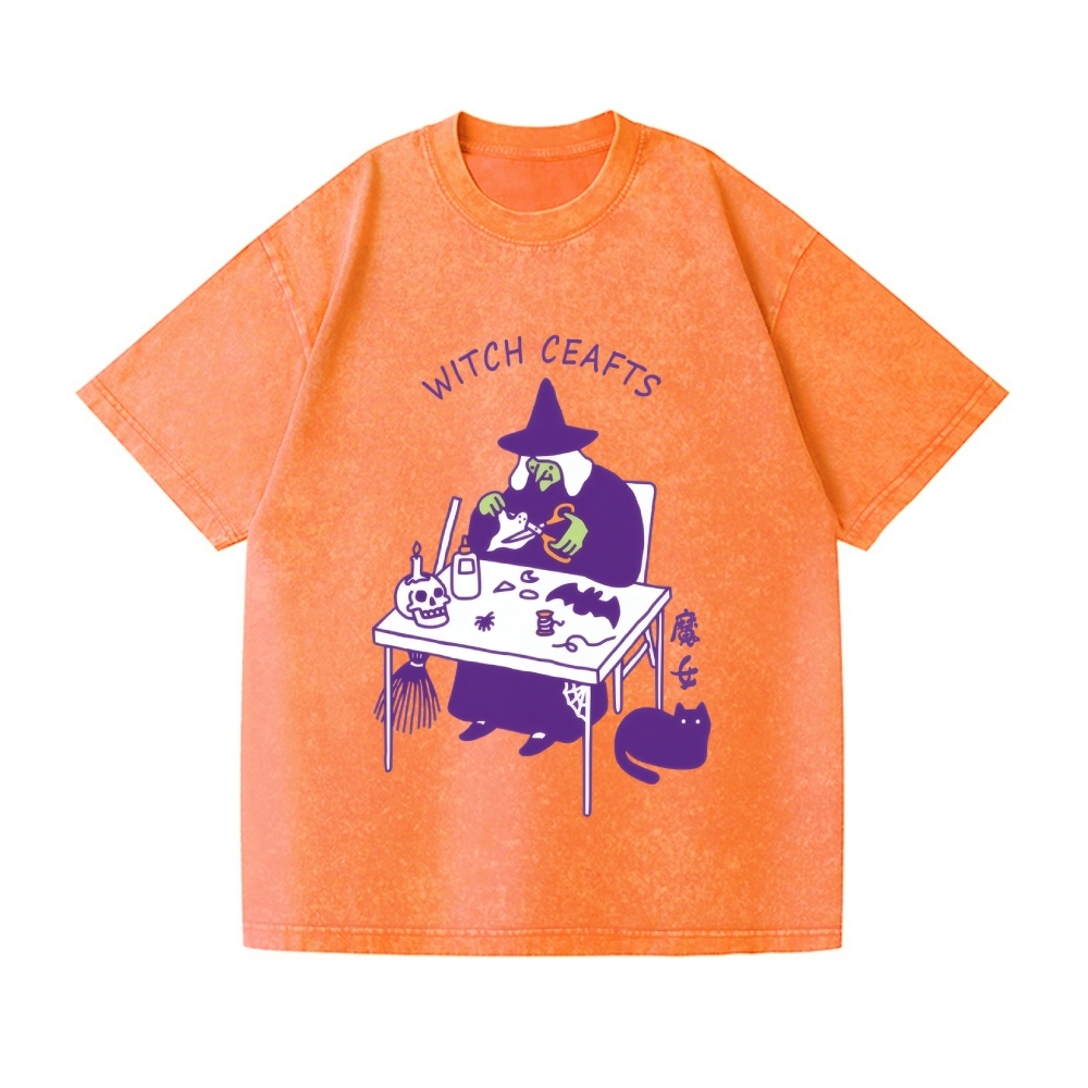 Halloween Witch Vintage Wash Japanese Design T-Shirt