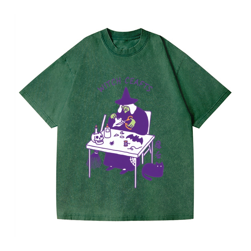 Halloween Witch Vintage Wash Japanese Design T-Shirt