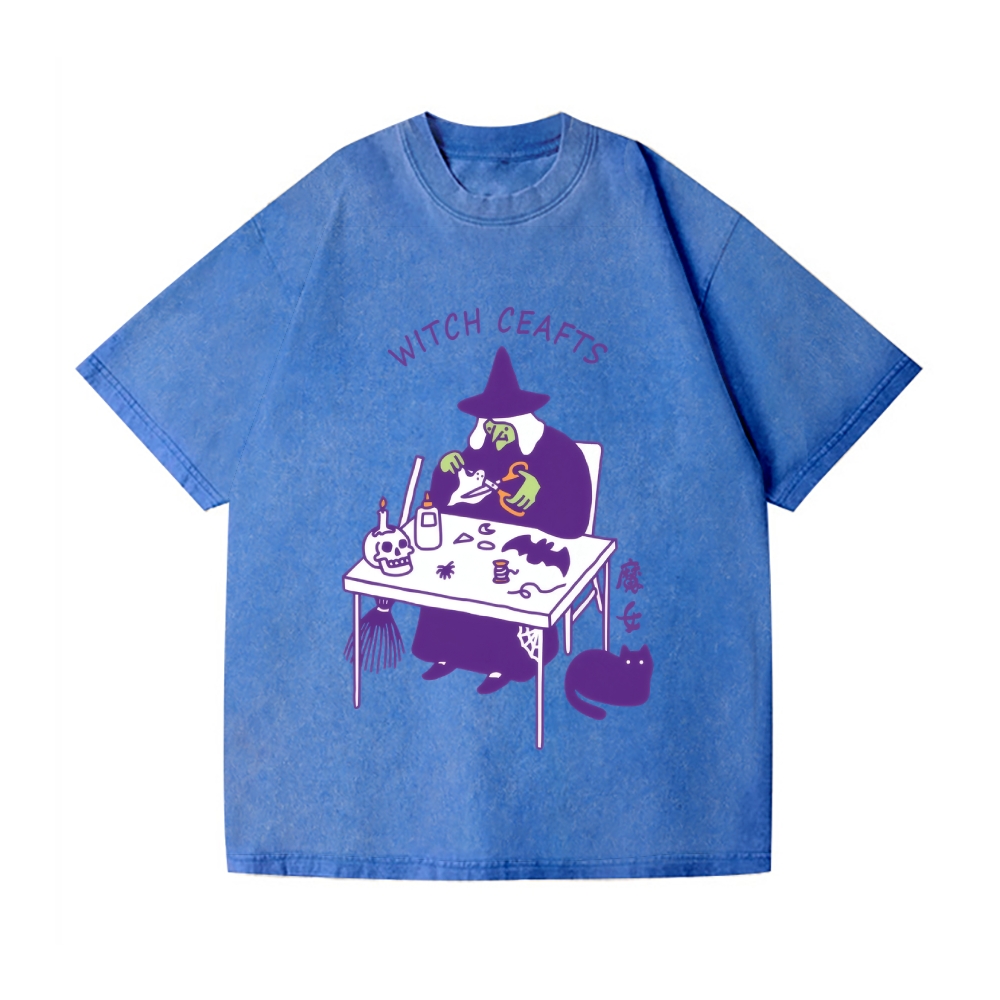 Halloween Witch Vintage Wash Japanese Design T-Shirt
