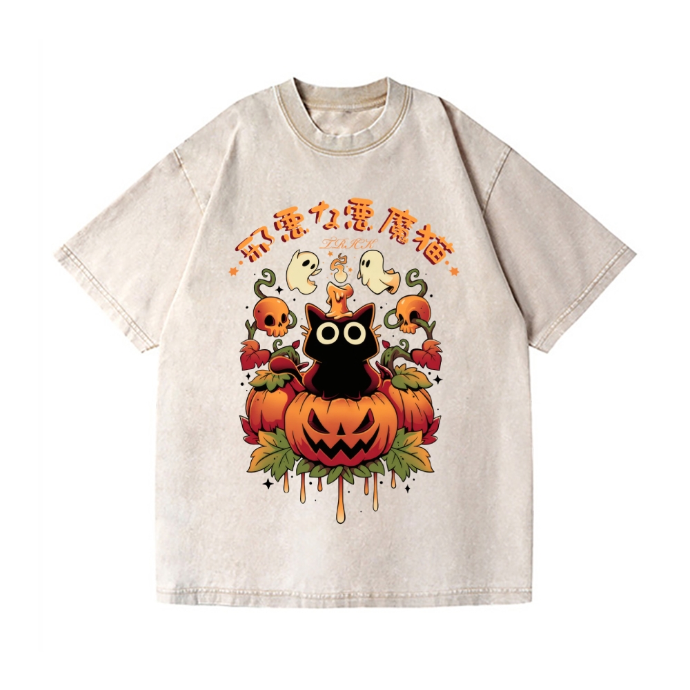 Halloween Candle Trick Vintage Wash Japanese Design T-Shirt