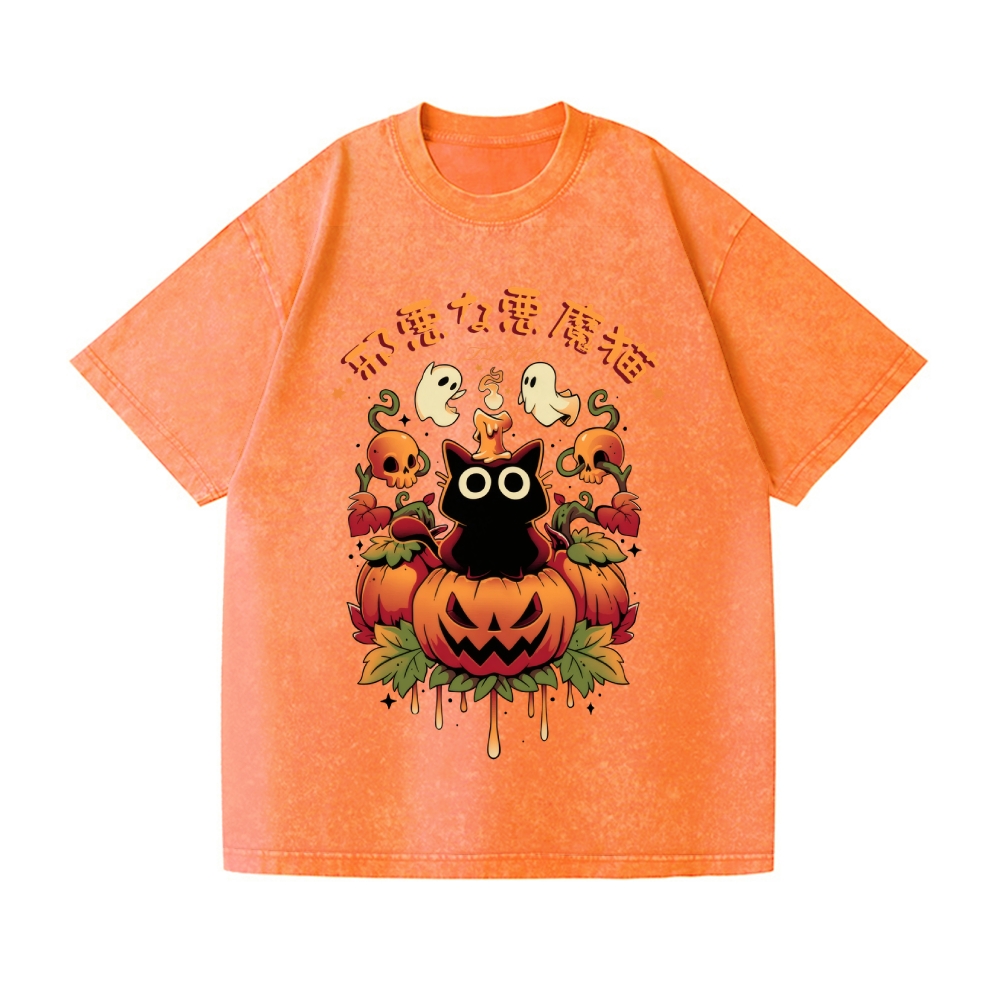Halloween Candle Trick Vintage Wash Japanese Design T-Shirt