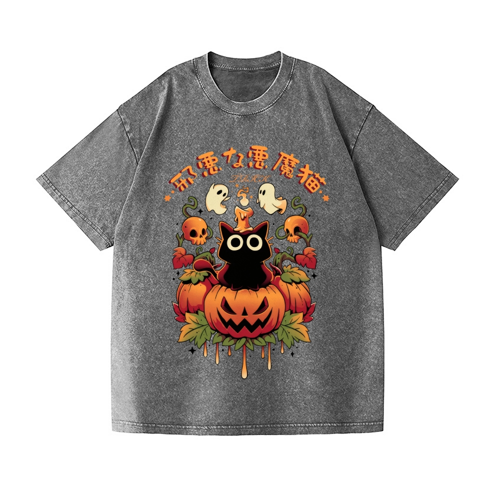 Halloween Candle Trick Vintage Wash Japanese Design T-Shirt