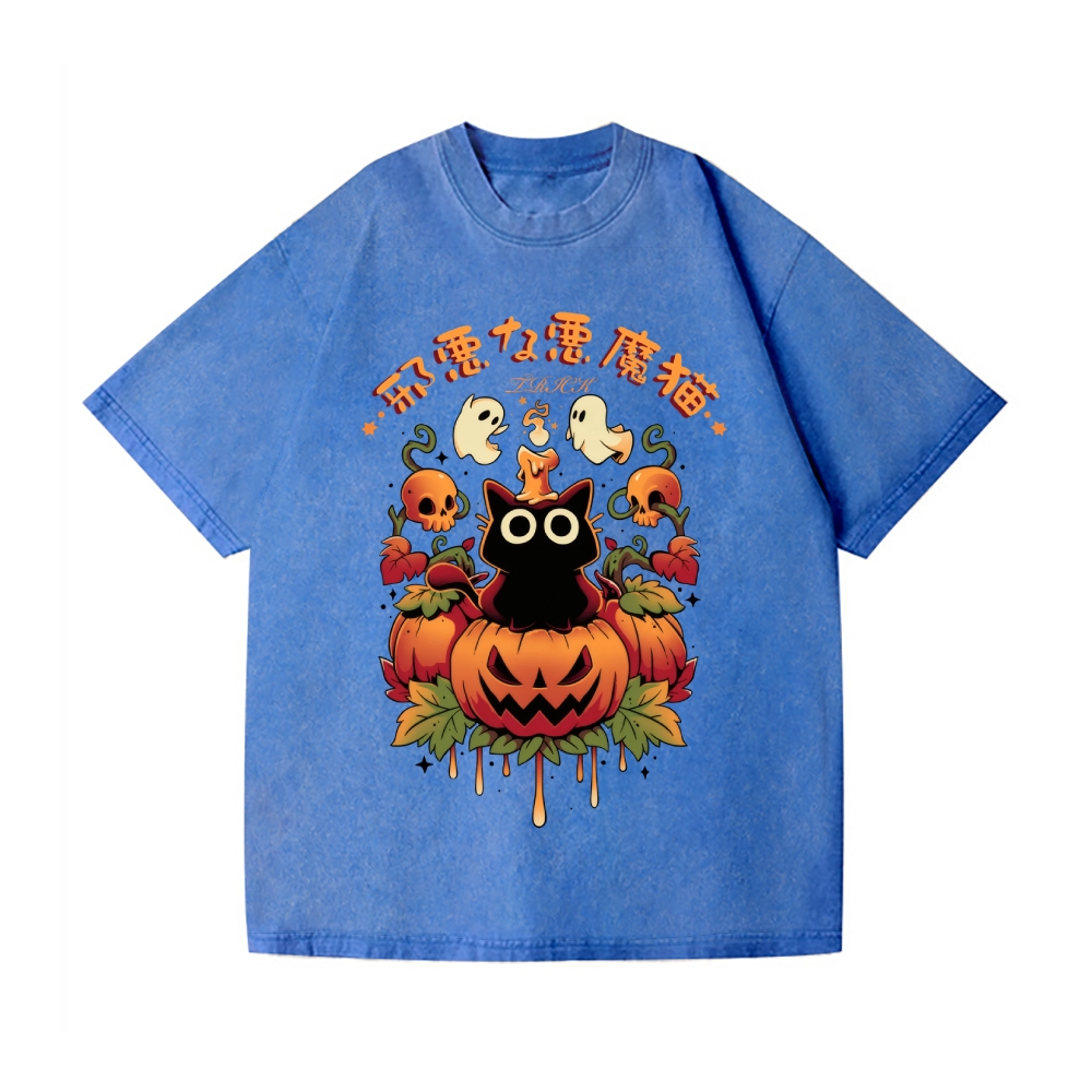 Halloween Candle Trick Vintage Wash Japanese Design T-Shirt