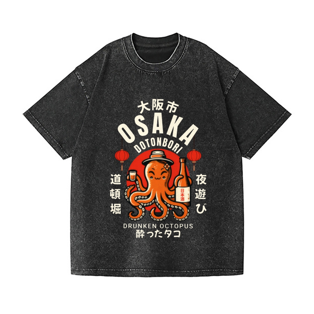 Dotonbori Osaka Japan Drunken Octopus Vintage Wash Japanese Design