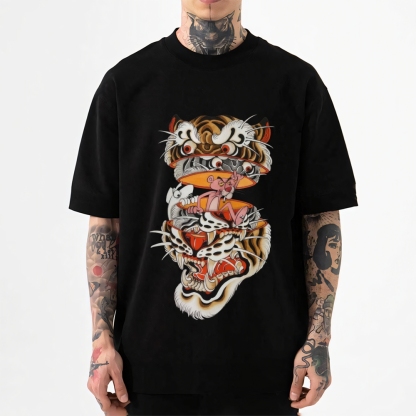 Pink Tiger Tattoo Japanese Style Classic Tee