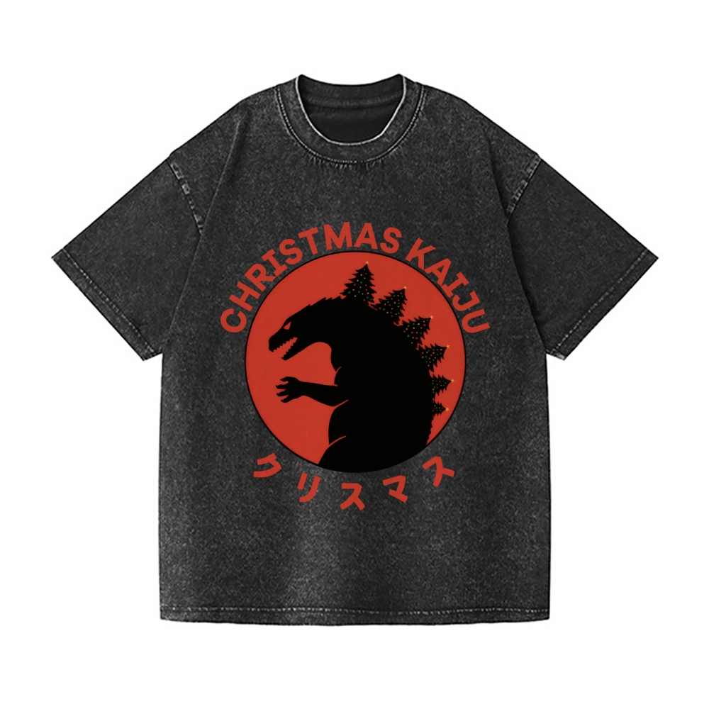 Christmas Kaiju Vintage Wash Japanese Design T-Shirt