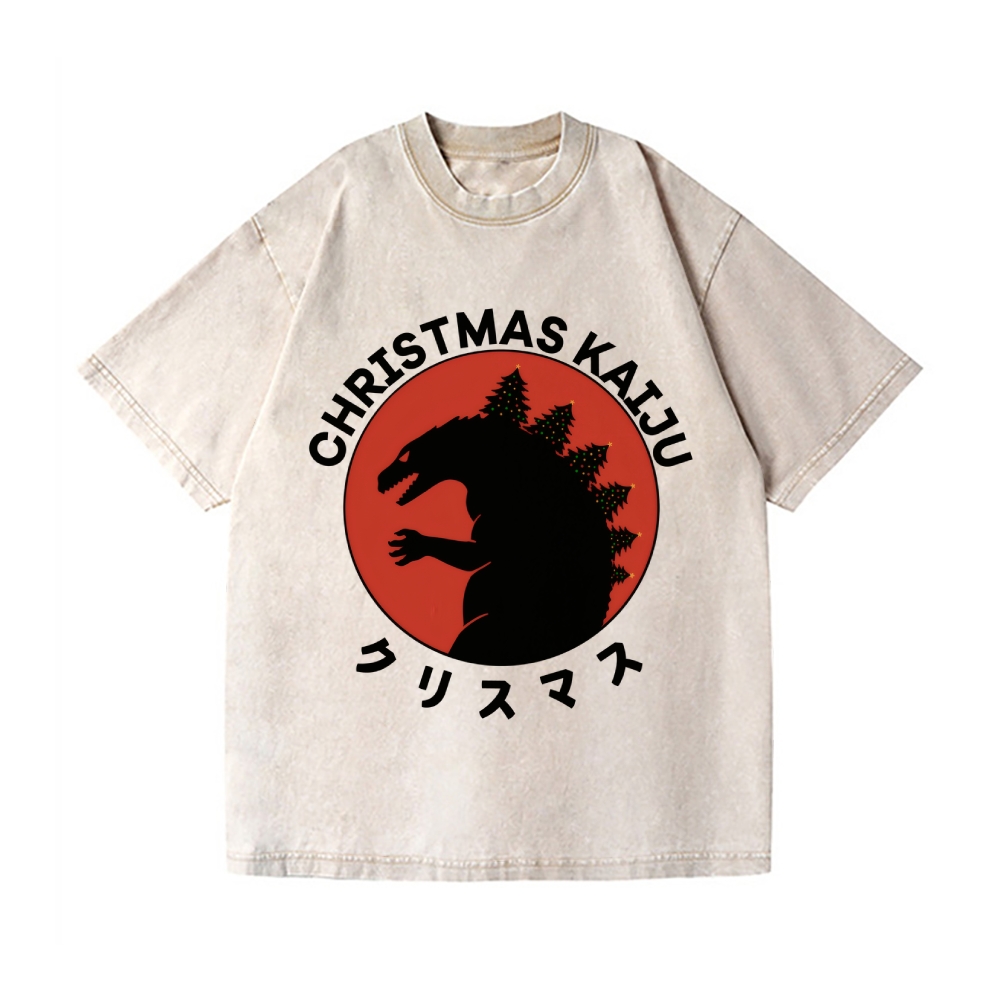 Christmas Kaiju Vintage Wash Japanese Design T-Shirt