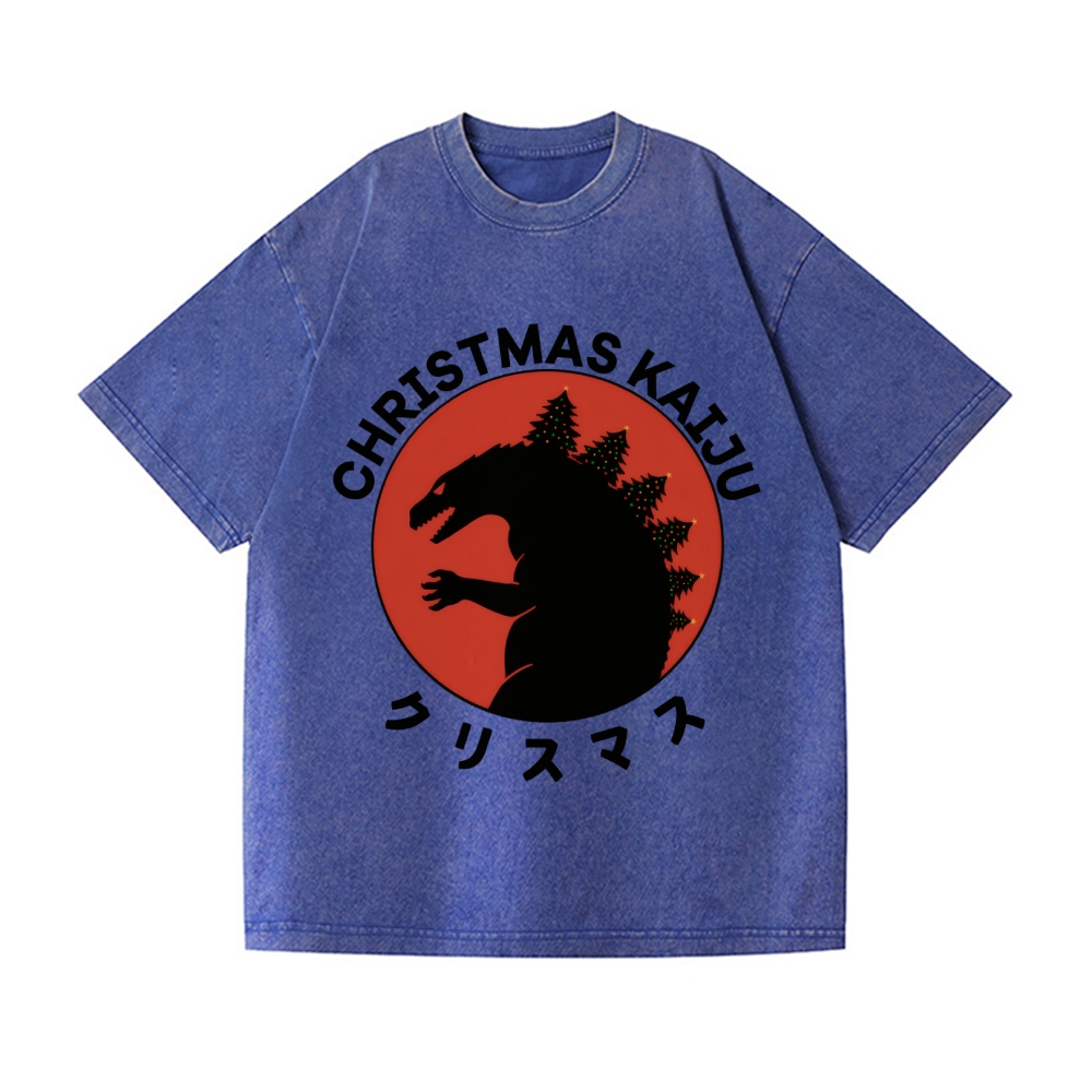 Christmas Kaiju Vintage Wash Japanese Design T-Shirt
