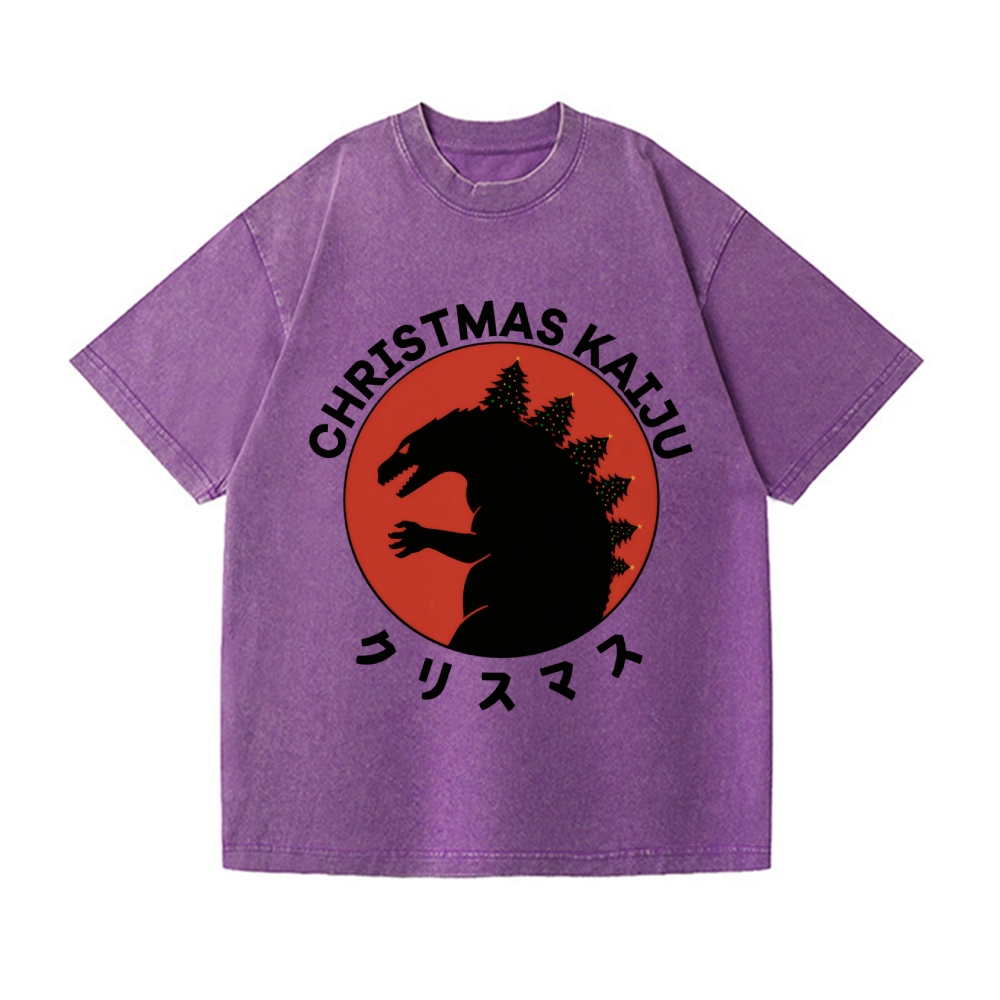 Christmas Kaiju Vintage Wash Japanese Design T-Shirt