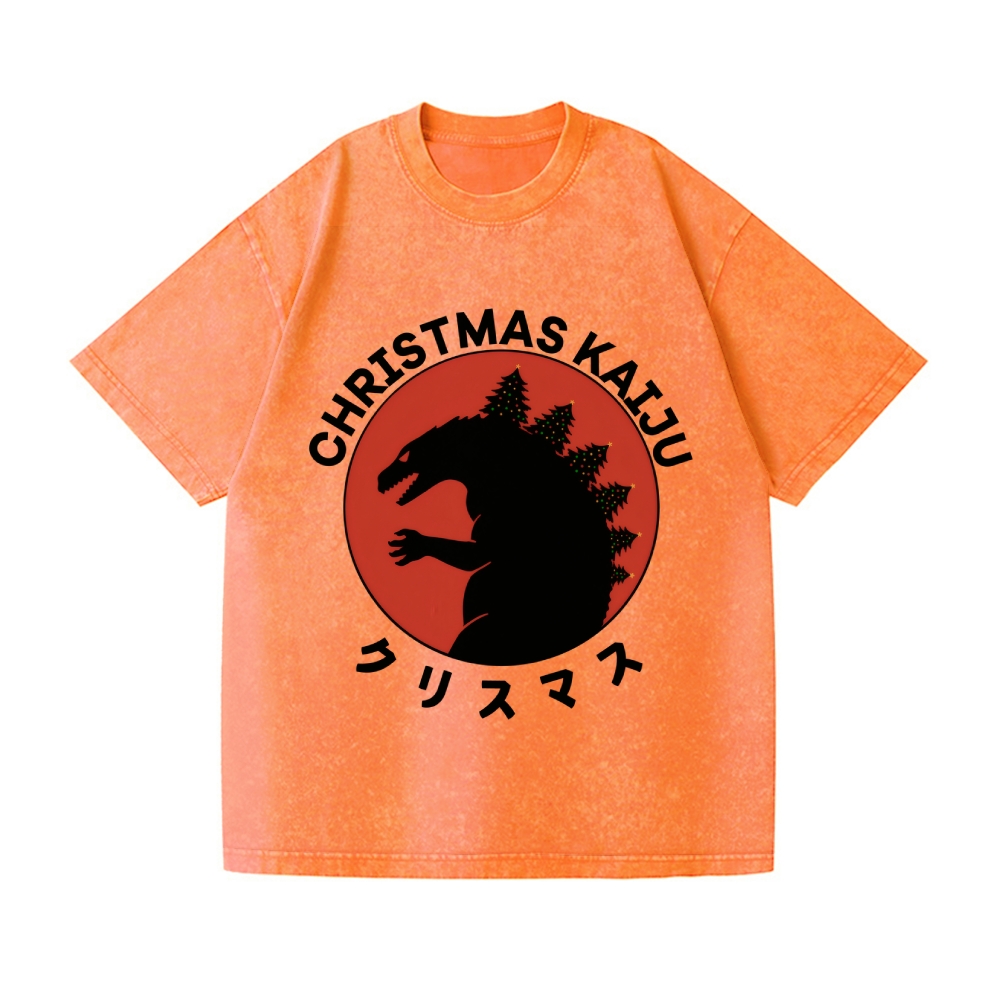 Christmas Kaiju Vintage Wash Japanese Design T-Shirt