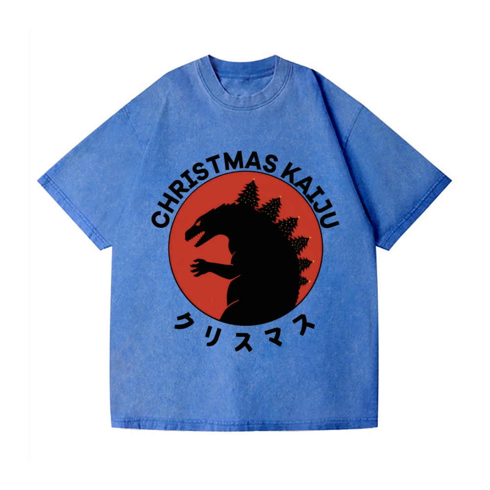 Christmas Kaiju Vintage Wash Japanese Design T-Shirt