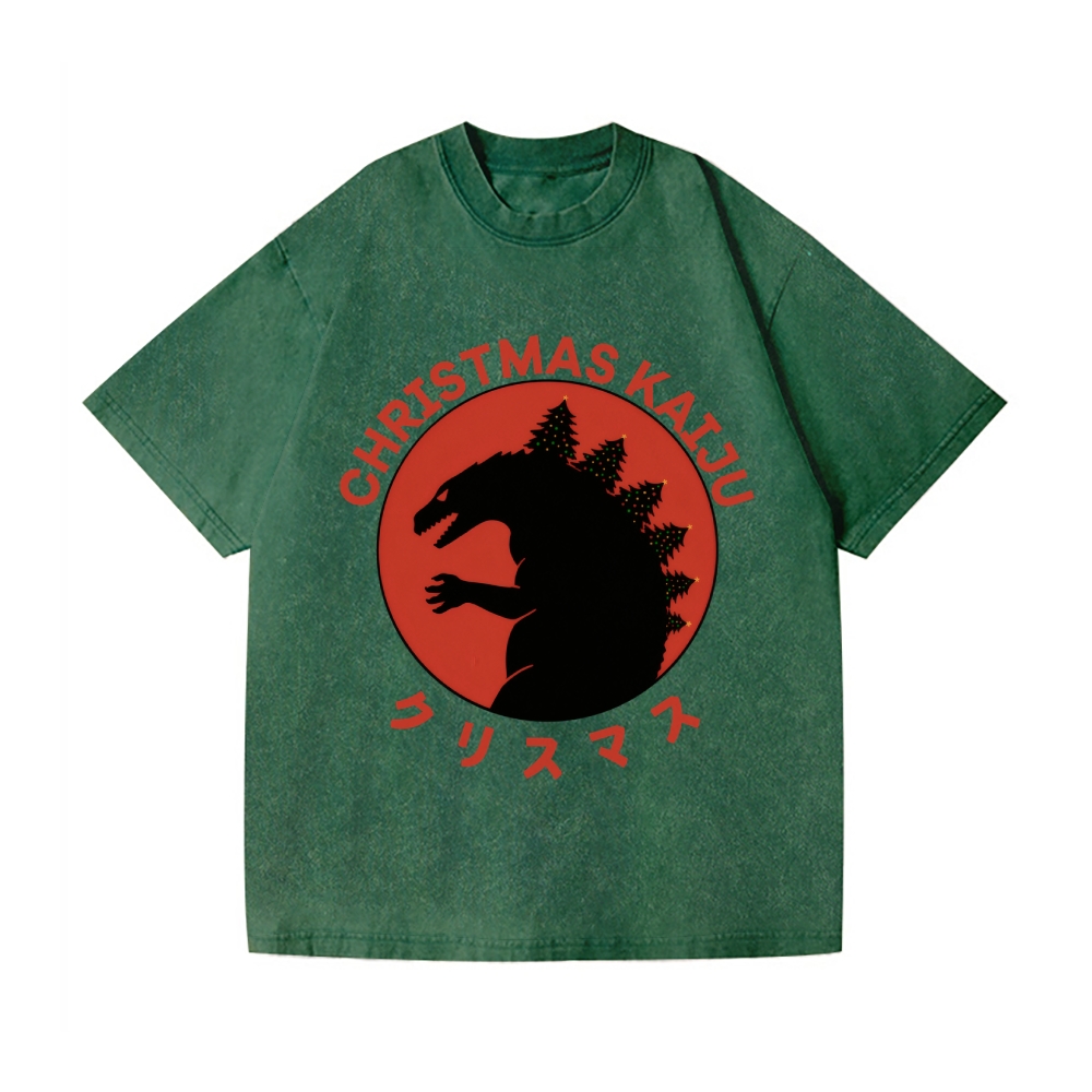 Christmas Kaiju Vintage Wash Japanese Design T-Shirt