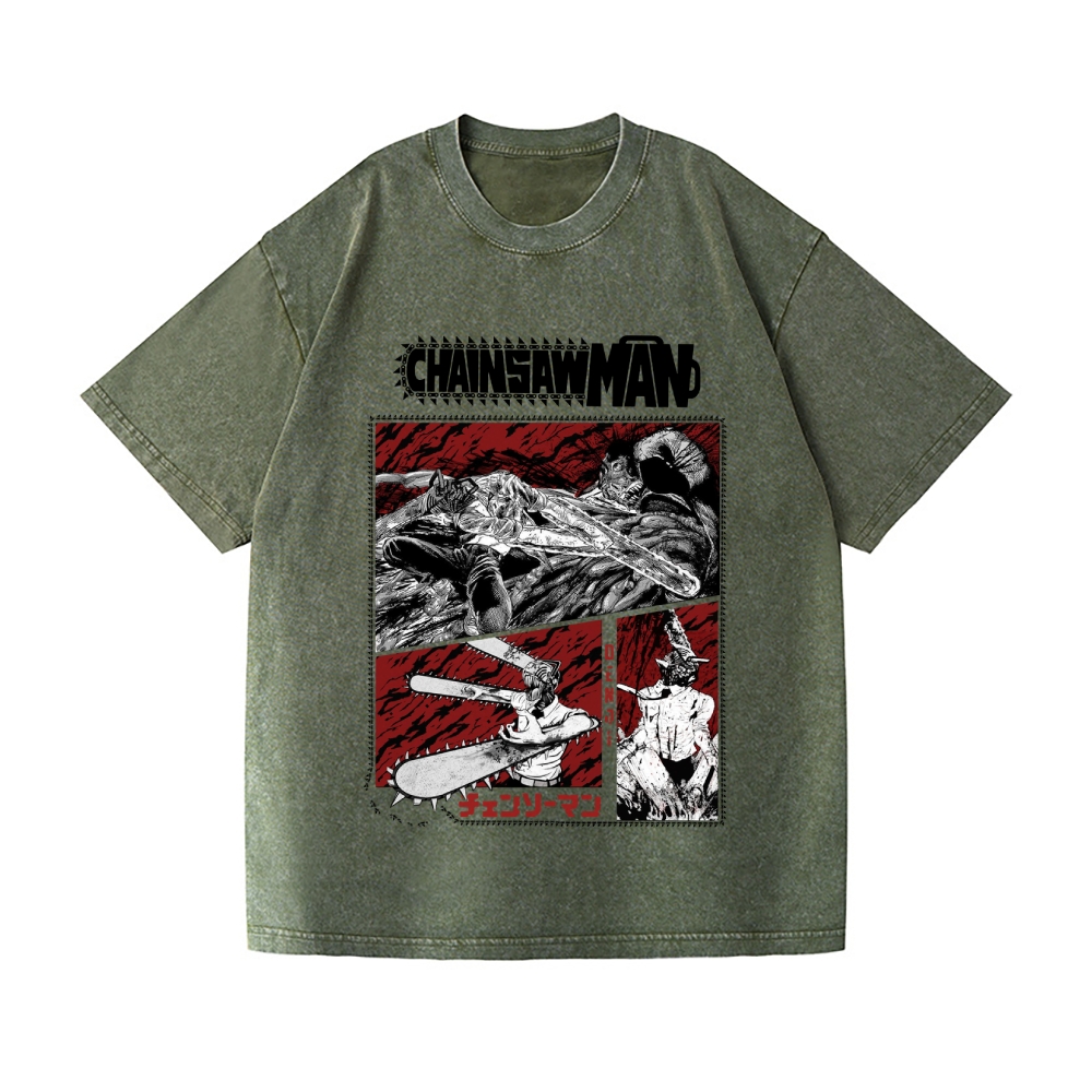 ki様tシャツビンテージ160 Chainsaw Man Vintage Wash Japanese Design T-Shirt – Japan-tiger