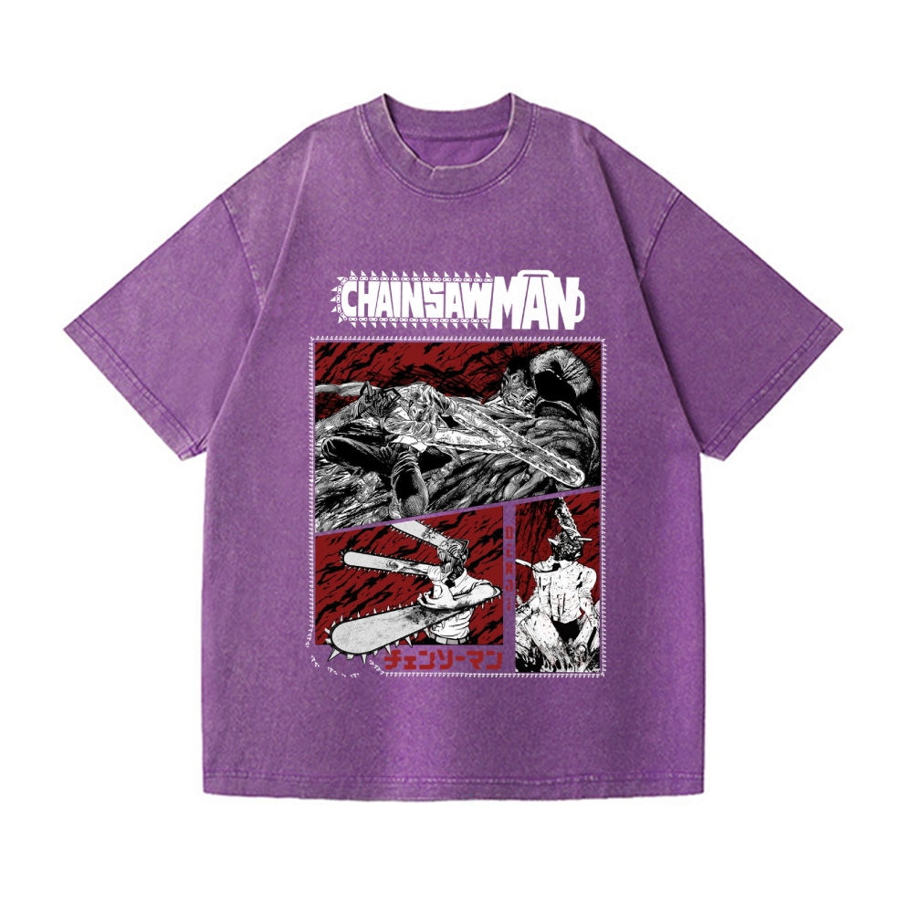 ki様tシャツビンテージ160 Chainsaw Man Vintage Wash Japanese Design T-Shirt – Japan-tiger
