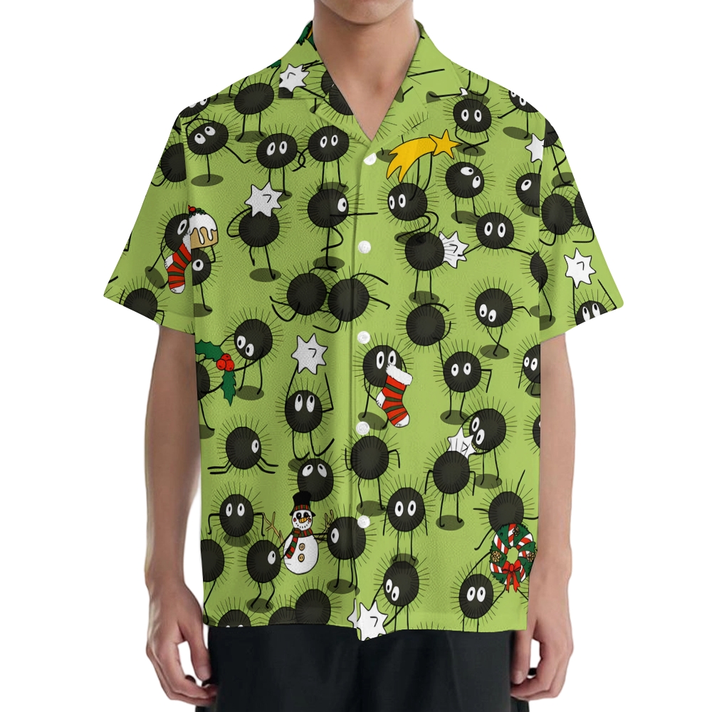 Christmas Ghibli Soot Sprites Japanese Style Camp Shirt