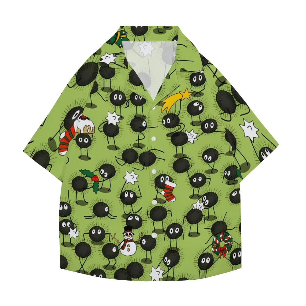 Christmas Ghibli Soot Sprites Japanese Style Camp Shirt