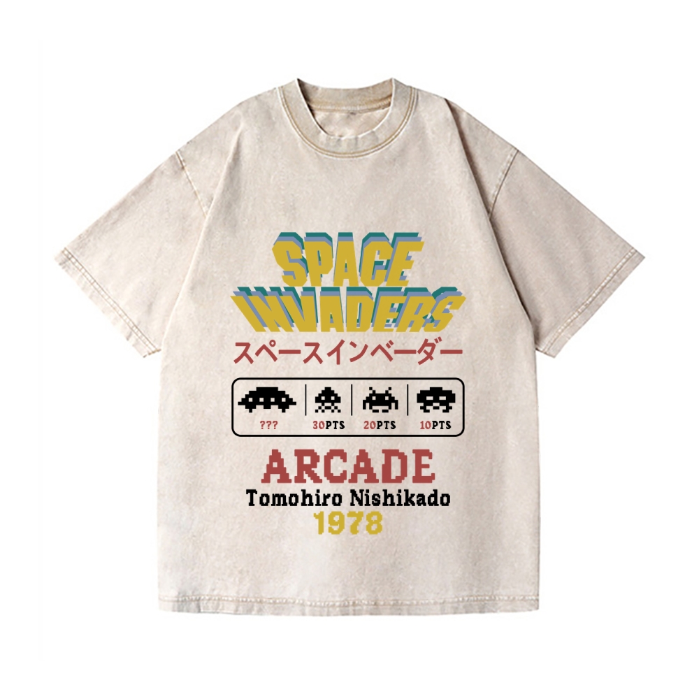 Space Invaders Vintage Wash Japanese Design T-Shirt – Japan