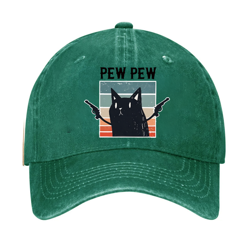 Pew Pew Cat Vintage Cotton Cap