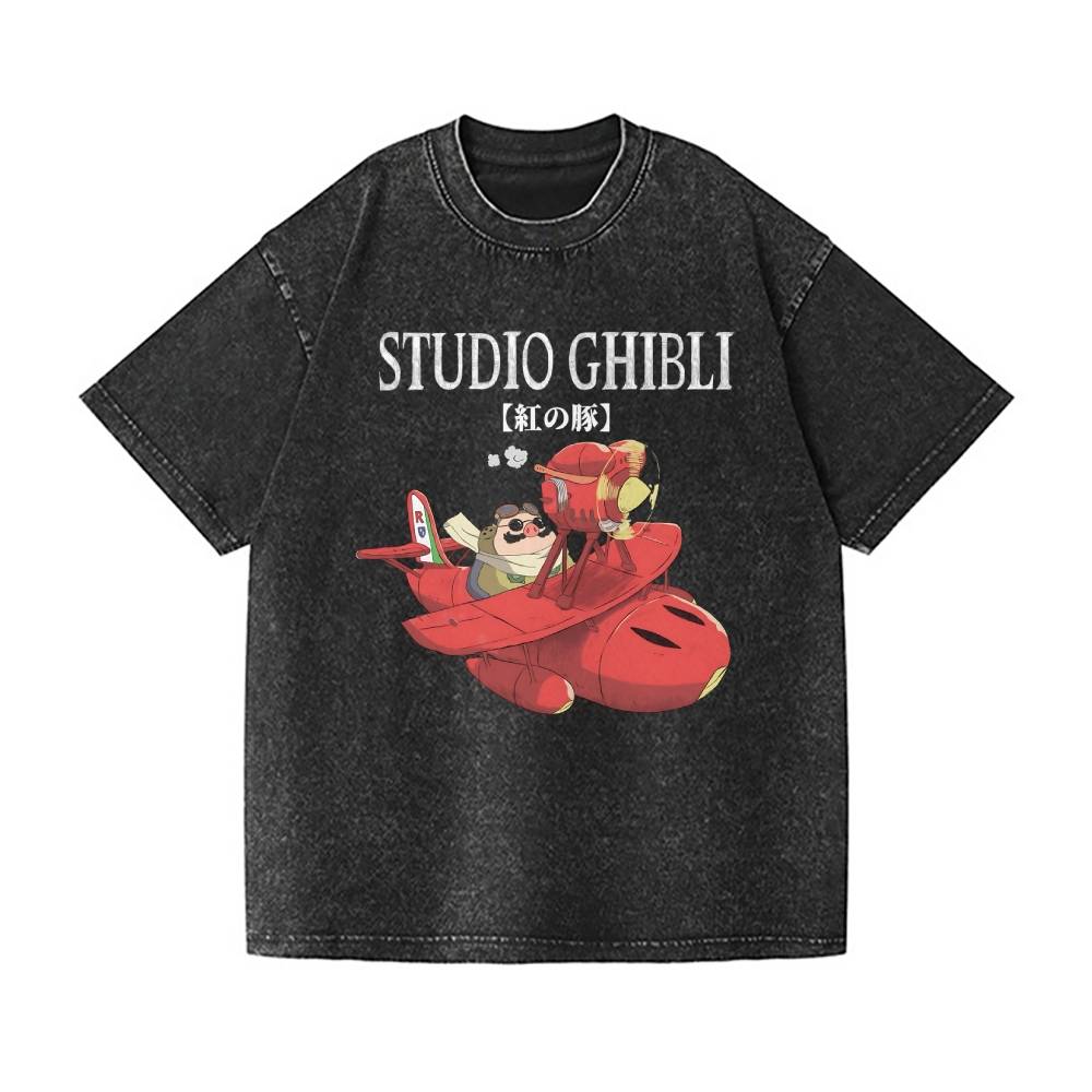 Ghibli Porco Rosso Vintage Wash Japanese Design T-Shirt – Japan-tiger