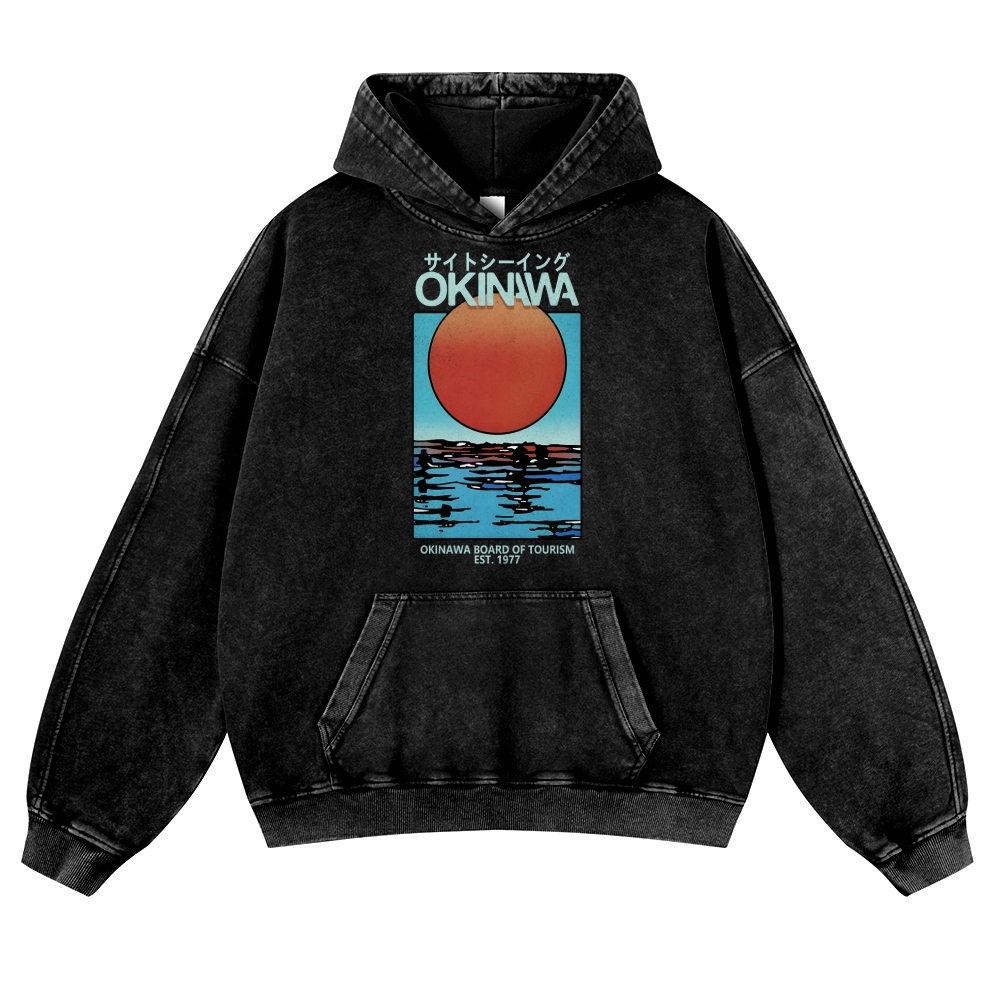 Okinawa Vintage Washed Thick Cotton Hoodie