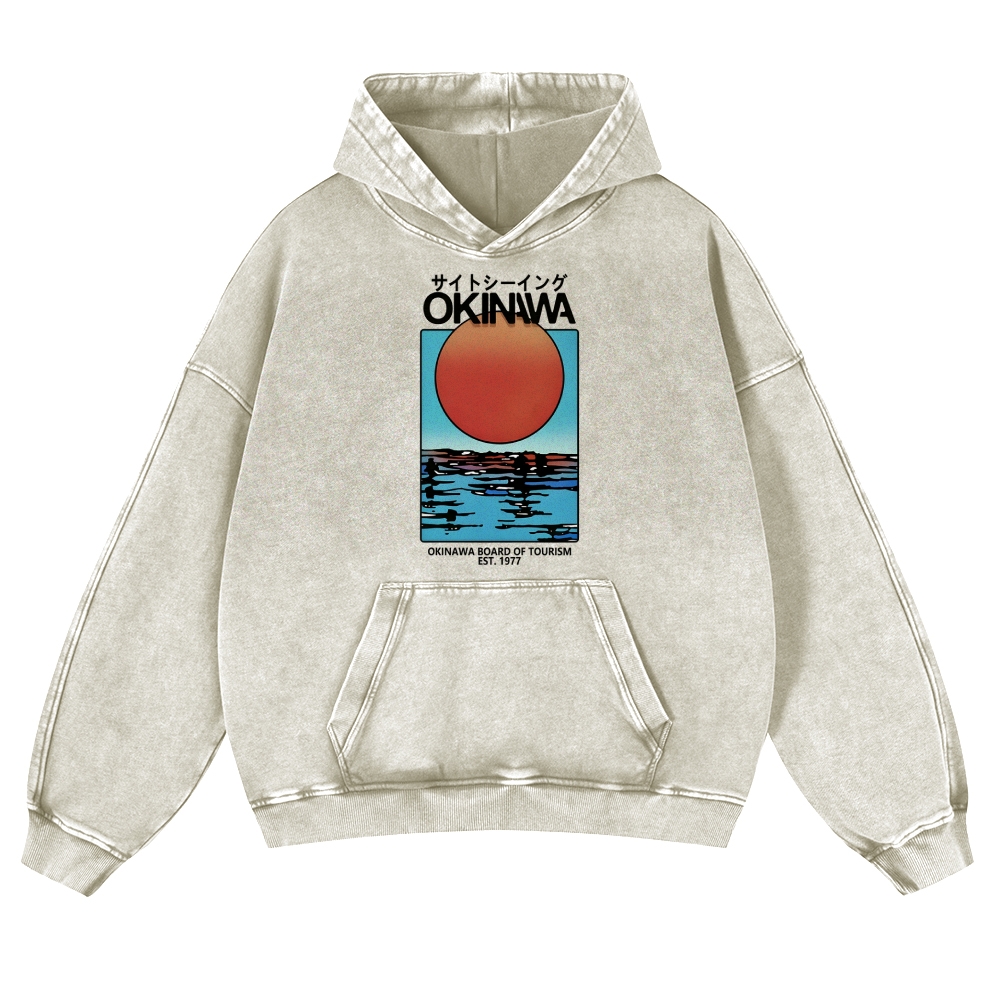 Okinawa Vintage Washed Thick Cotton Hoodie