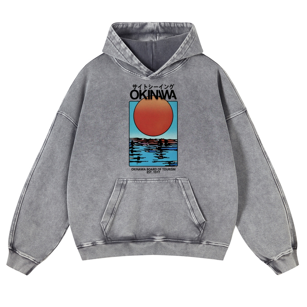 Okinawa Vintage Washed Thick Cotton Hoodie