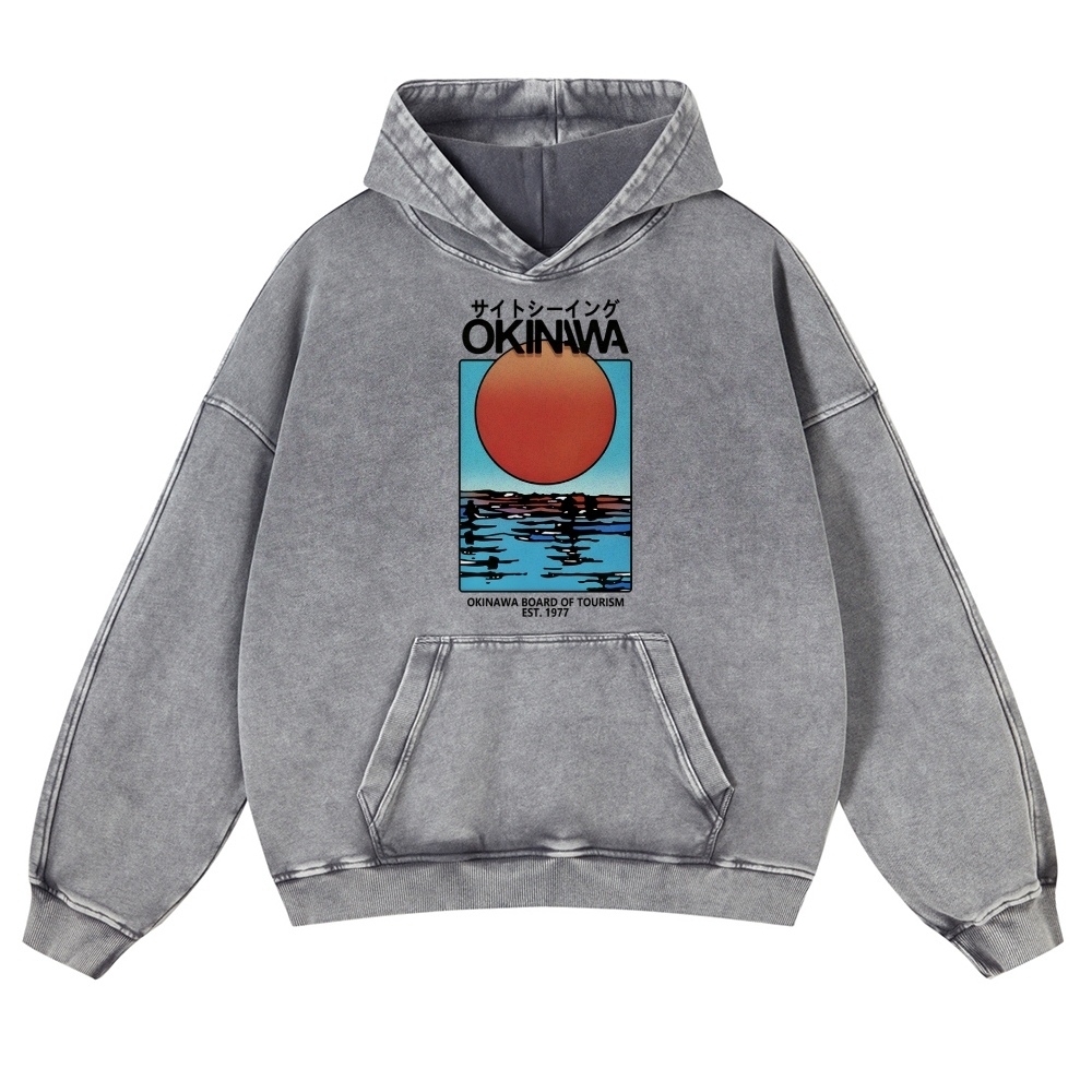 Okinawa Vintage Washed Thick Cotton Hoodie