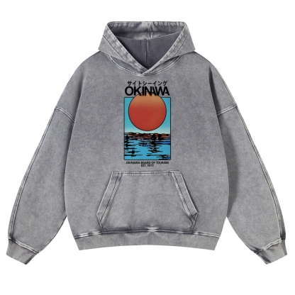 Okinawa Vintage Washed Thick Cotton Hoodie