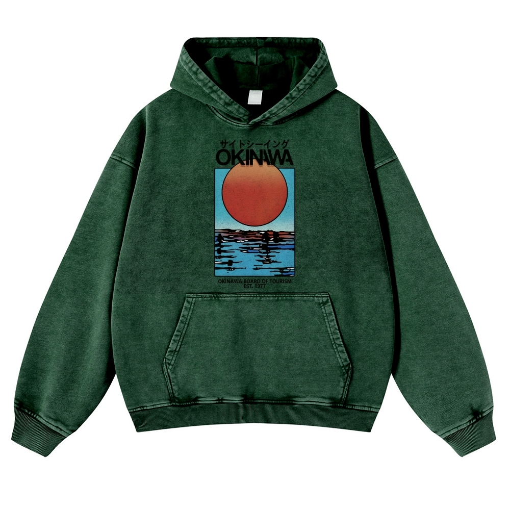 Okinawa Vintage Washed Thick Cotton Hoodie