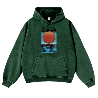 Okinawa Vintage Washed Thick Cotton Hoodie