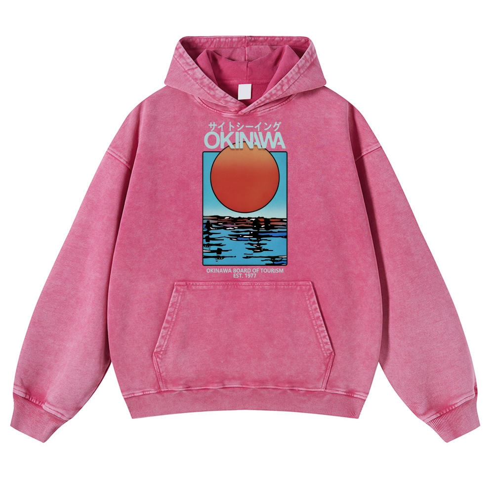 Okinawa Vintage Washed Thick Cotton Hoodie