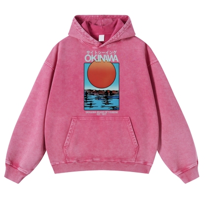 Okinawa Vintage Washed Thick Cotton Hoodie