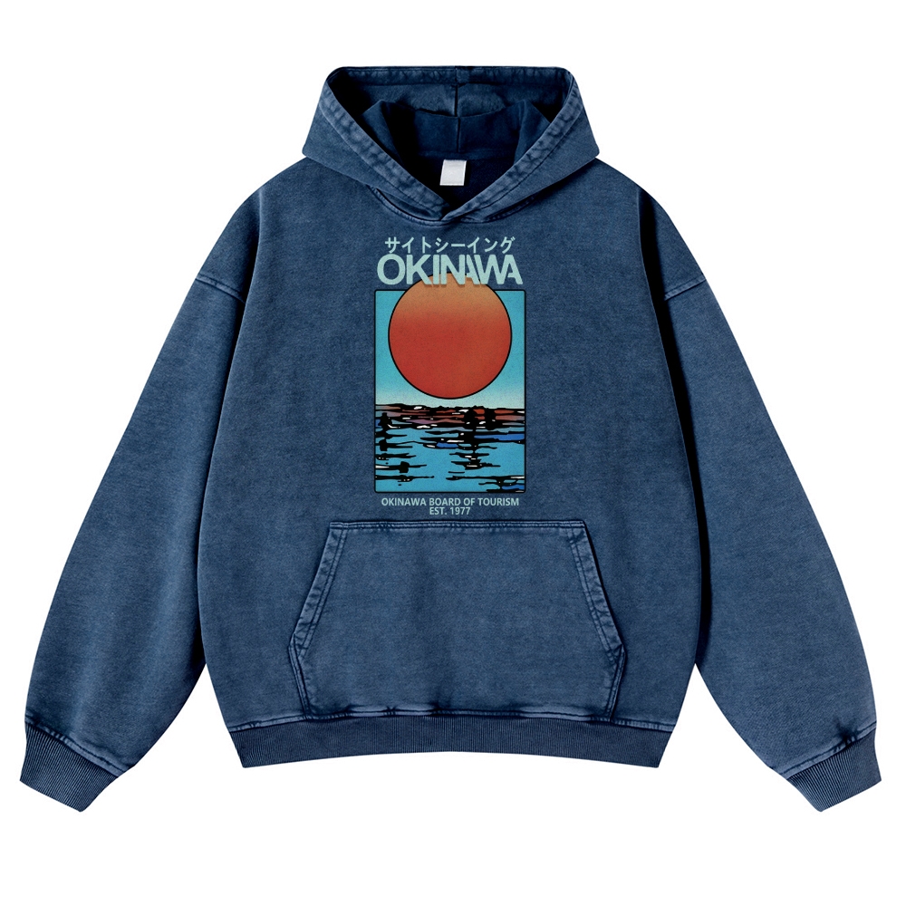 Okinawa Vintage Washed Thick Cotton Hoodie