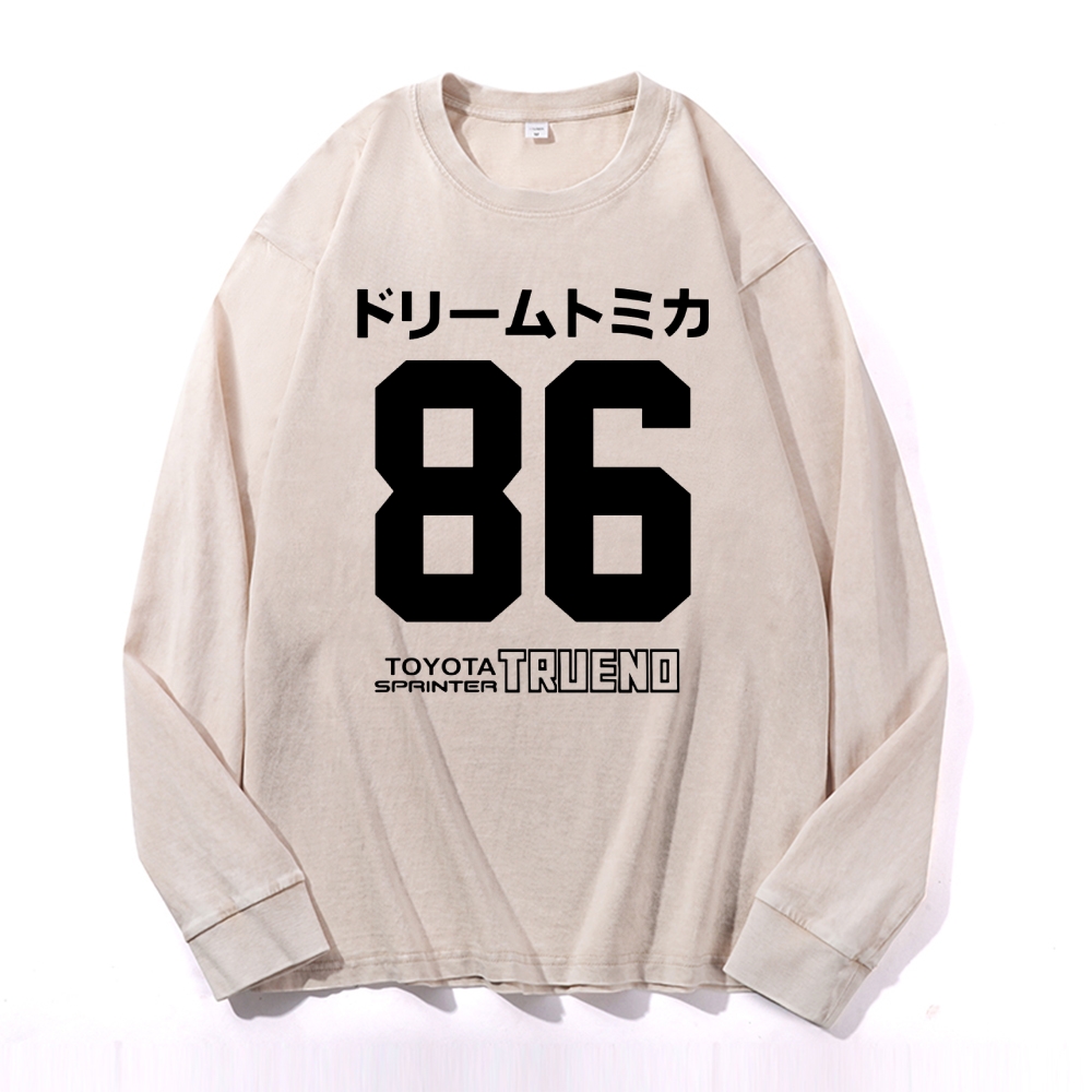 86 Tokyo Trueno Vintage Cotton Wash Crewneck Long-Sleeve T-Shirt