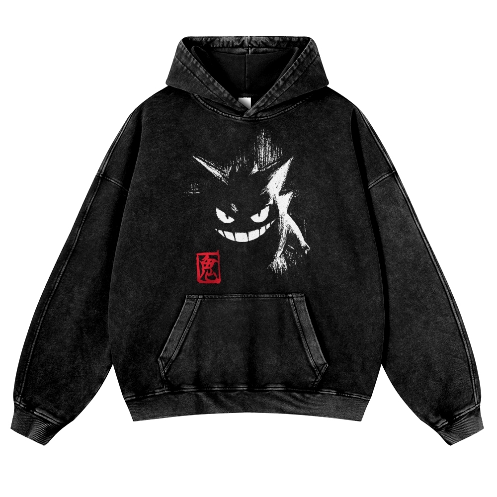Gengar Vintage Washed Thick Cotton Hoodie