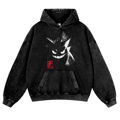 Gengar Vintage Washed Thick Cotton Hoodie