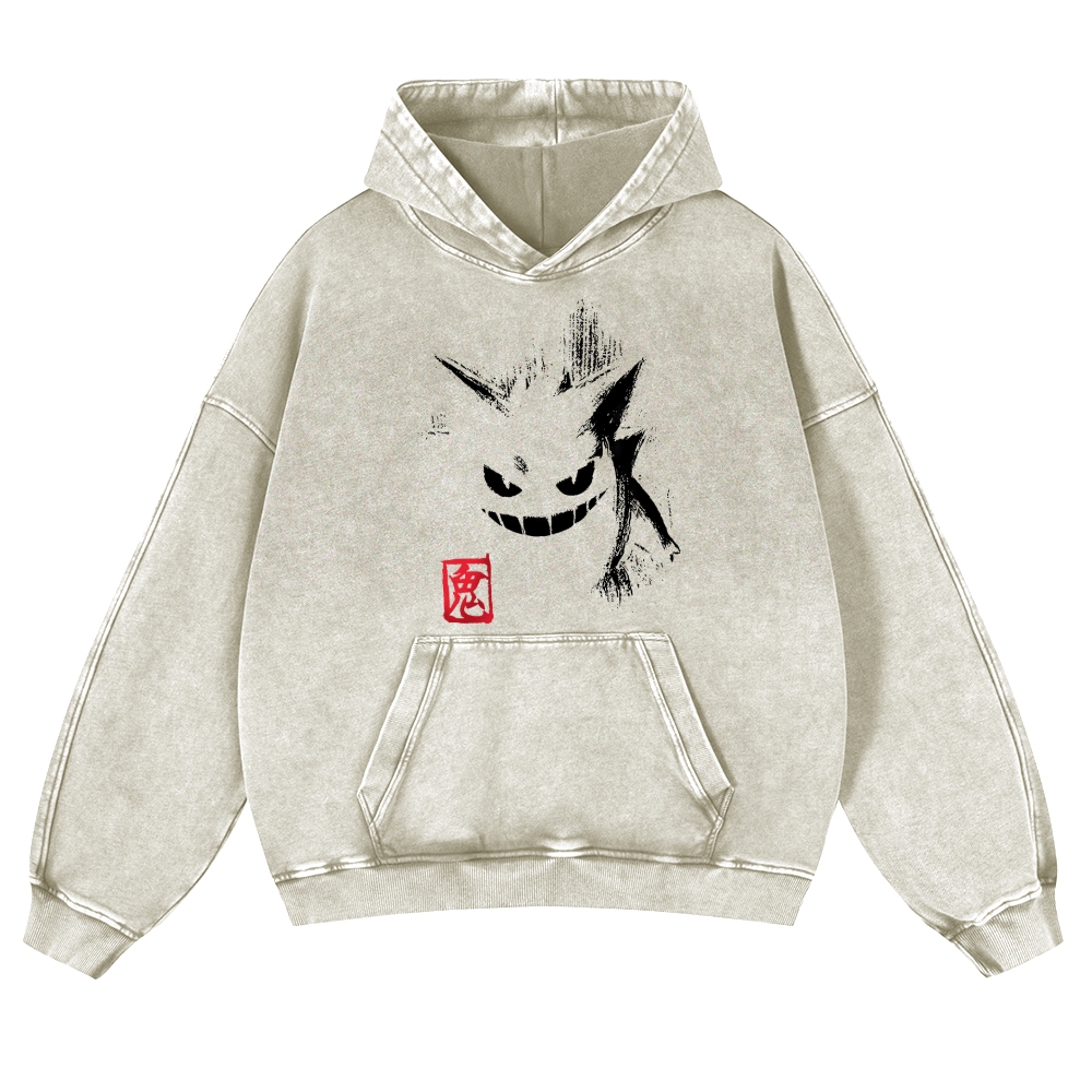Gengar Vintage Washed Thick Cotton Hoodie
