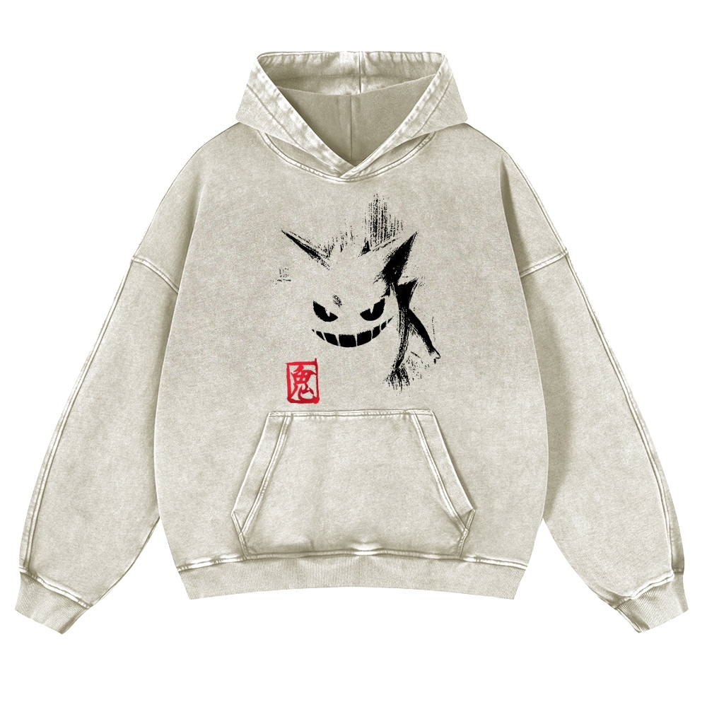 Gengar Vintage Washed Thick Cotton Hoodie